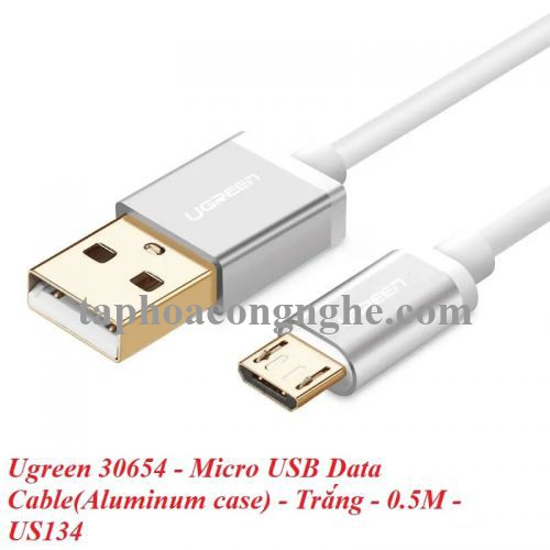 Ugreen 30654 0.5M màu Trắng Cáp sạc truyền dữ liệu USB 2.0 sang MICRO USB đầu mạ vàng US134 30030654